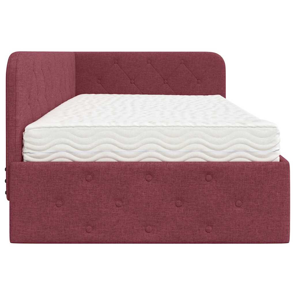 Hoekbedframe Wijnrood 90 x 200 cm Stof is nu te koop bij PeponiXL, paradijselijk wonen!