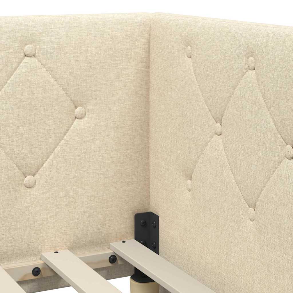Hoekbedframe Crème 90 x 200 cm Stof is nu te koop bij PeponiXL, paradijselijk wonen!
