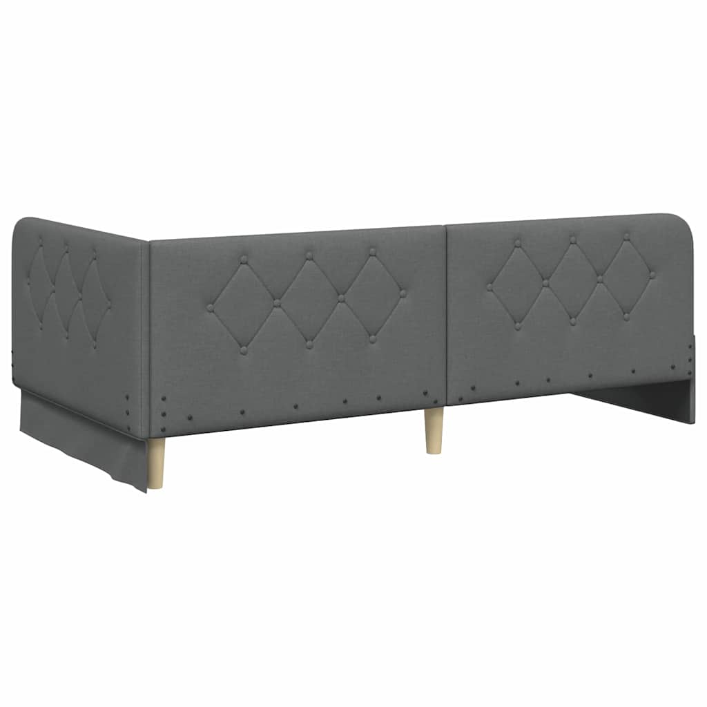 Hoekbedframe Donkergrijs 100 x 200 cm Stof is nu te koop bij PeponiXL, paradijselijk wonen!