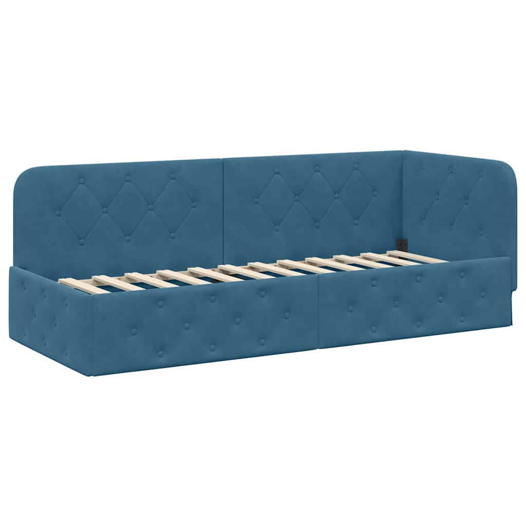Hoekbedframe Blauw 80 x 200 cm Fluweel is nu te koop bij PeponiXL, paradijselijk wonen!
