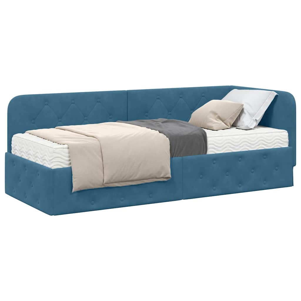 Hoekbedframe Blauw 80 x 200 cm Fluweel is nu te koop bij PeponiXL, paradijselijk wonen!