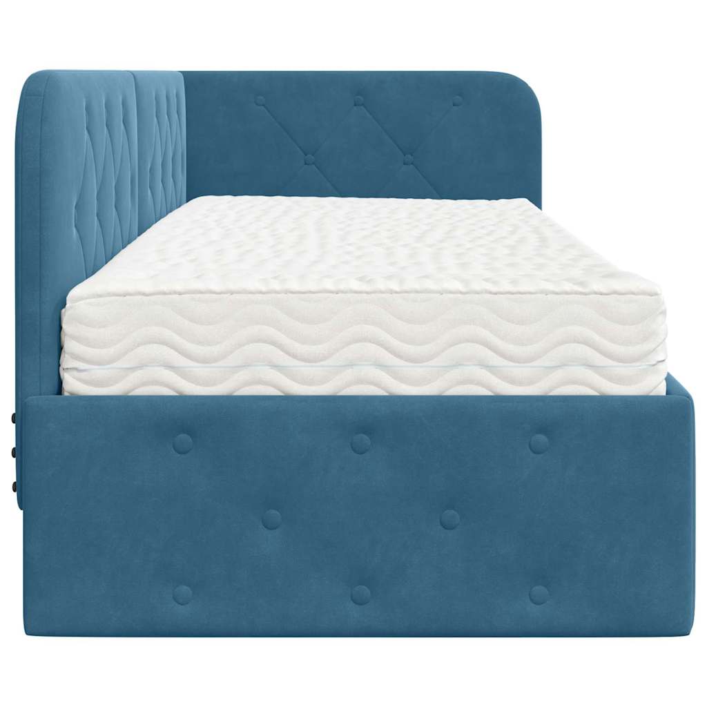 Hoekbedframe Blauw 80 x 200 cm Fluweel is nu te koop bij PeponiXL, paradijselijk wonen!