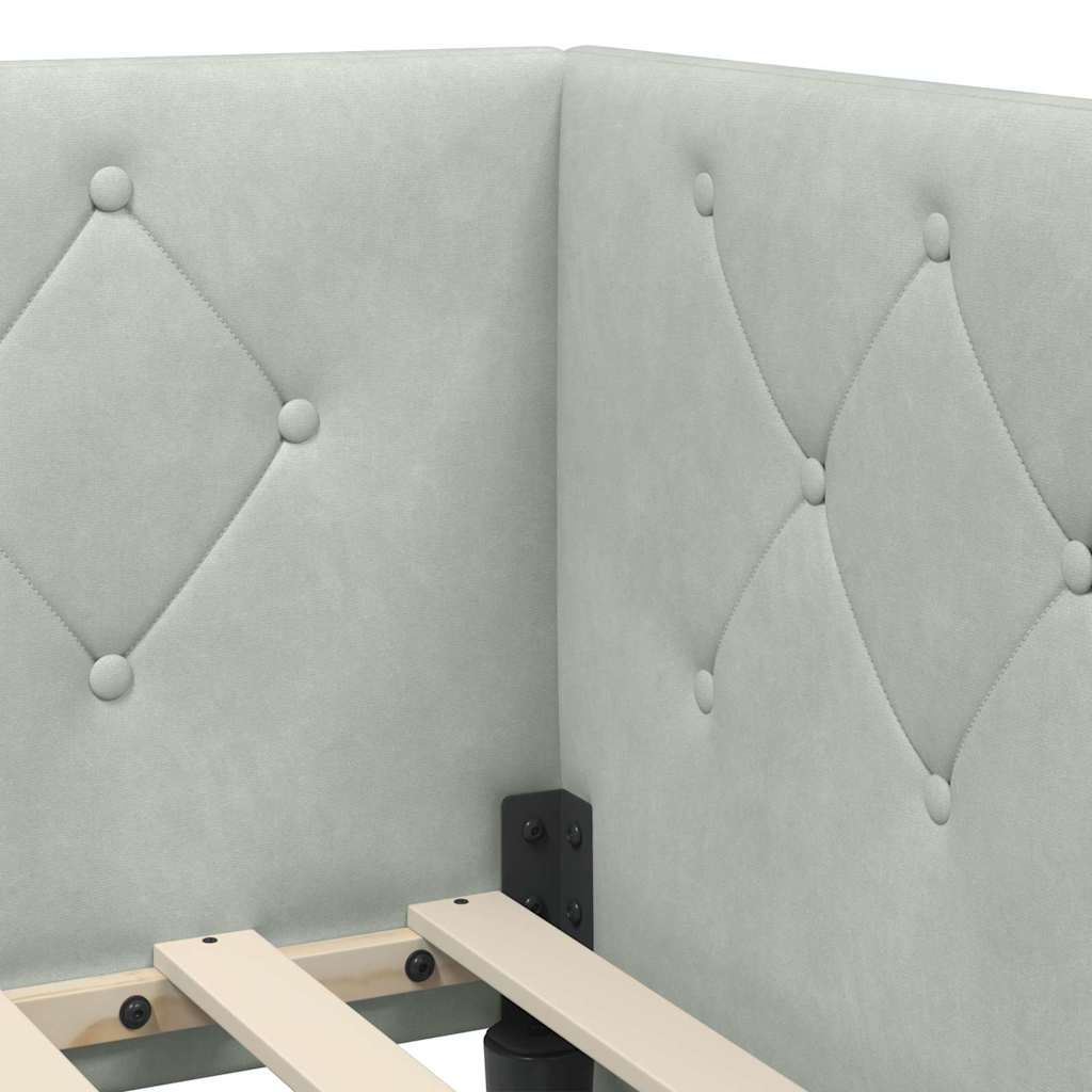 Hoekbedframe Lichtgrijs 80 x 200 cm Fluweel is nu te koop bij PeponiXL, paradijselijk wonen!