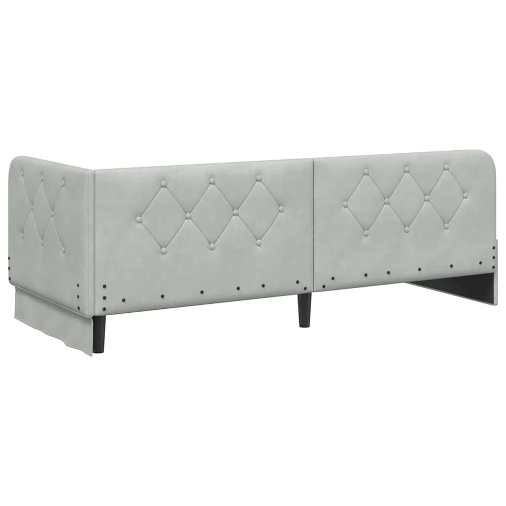 Hoekbedframe Lichtgrijs 80 x 200 cm Fluweel is nu te koop bij PeponiXL, paradijselijk wonen!