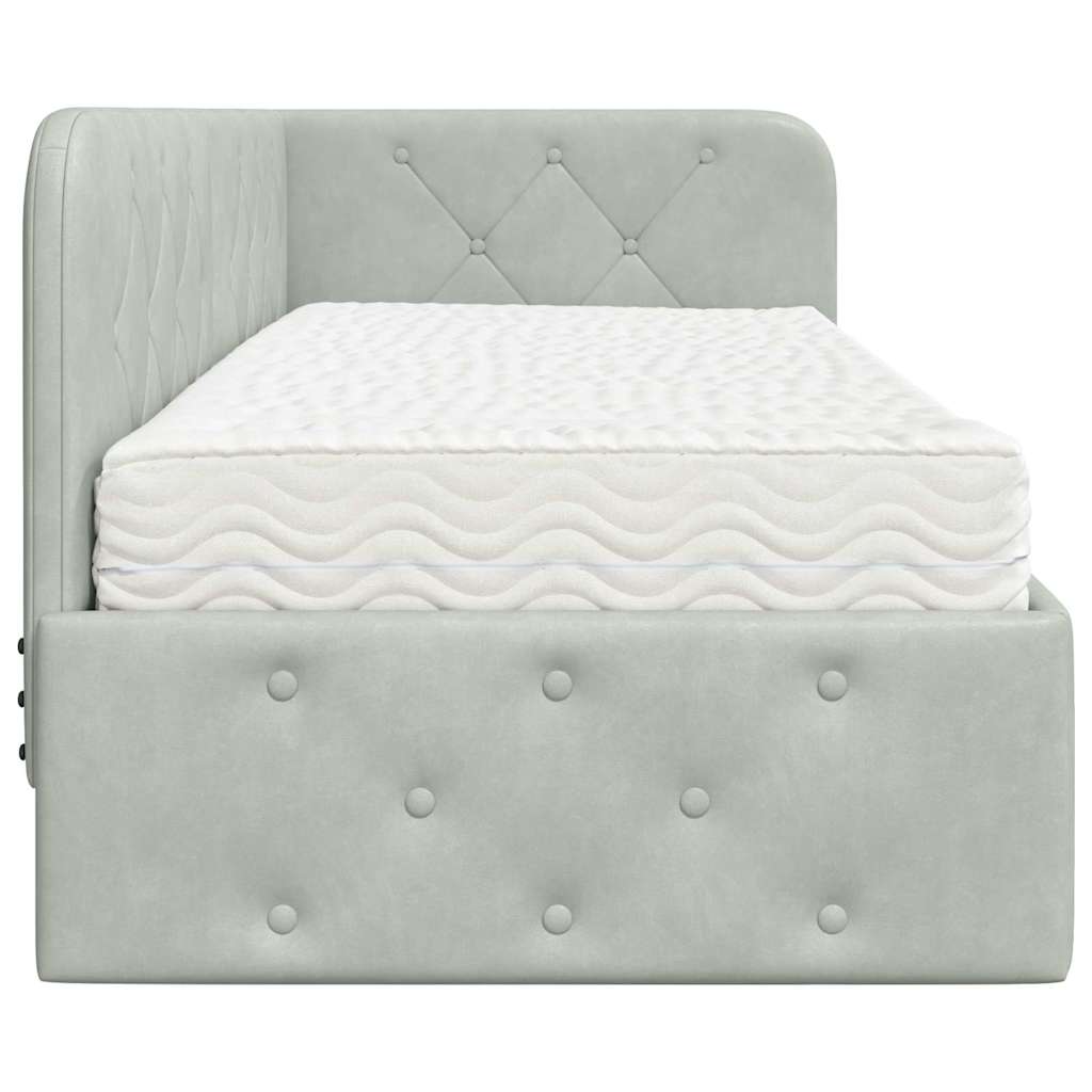 Hoekbedframe Lichtgrijs 80 x 200 cm Fluweel is nu te koop bij PeponiXL, paradijselijk wonen!