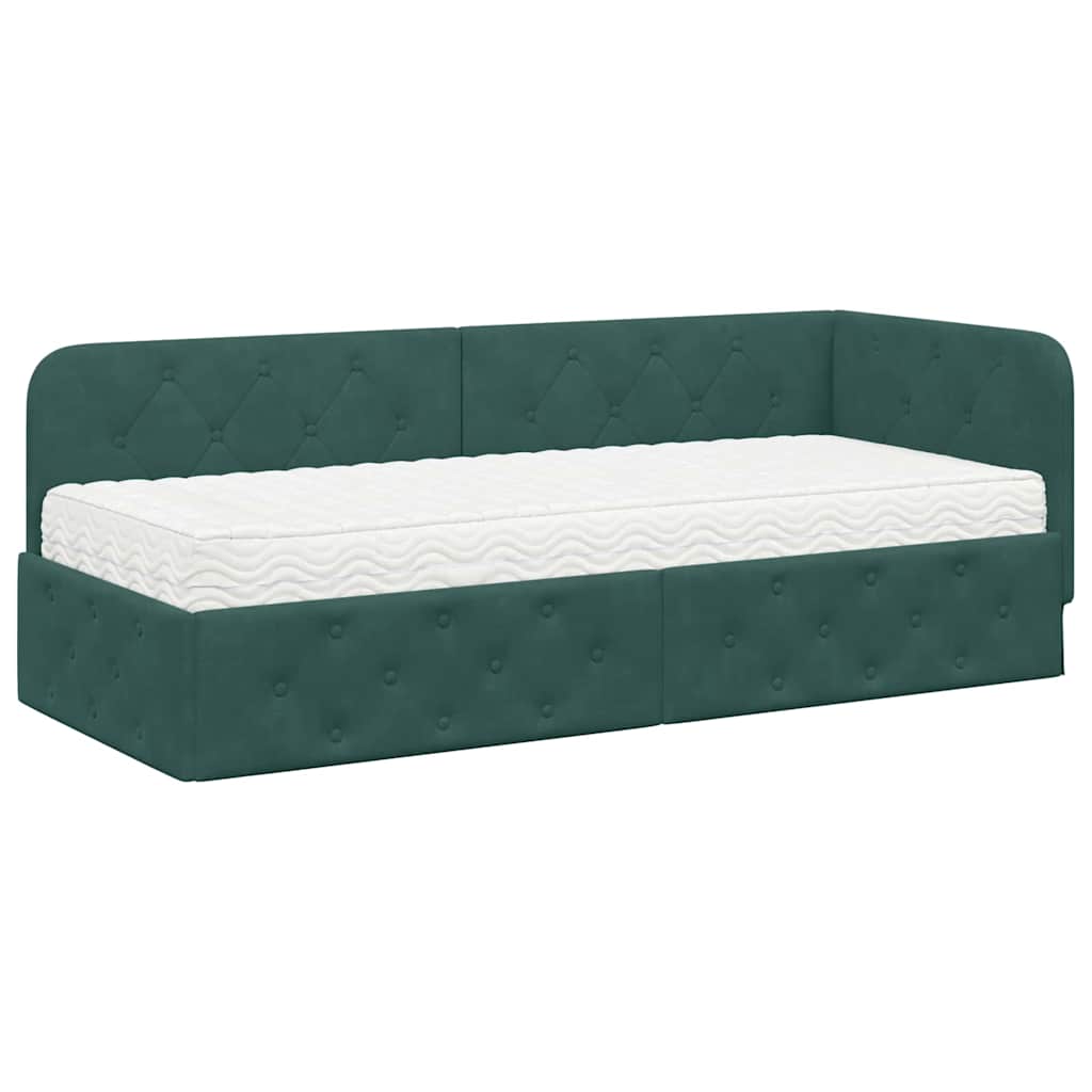 Hoekbedframe Donkergroen 80 x 200 cm Fluweel is nu te koop bij PeponiXL, paradijselijk wonen!
