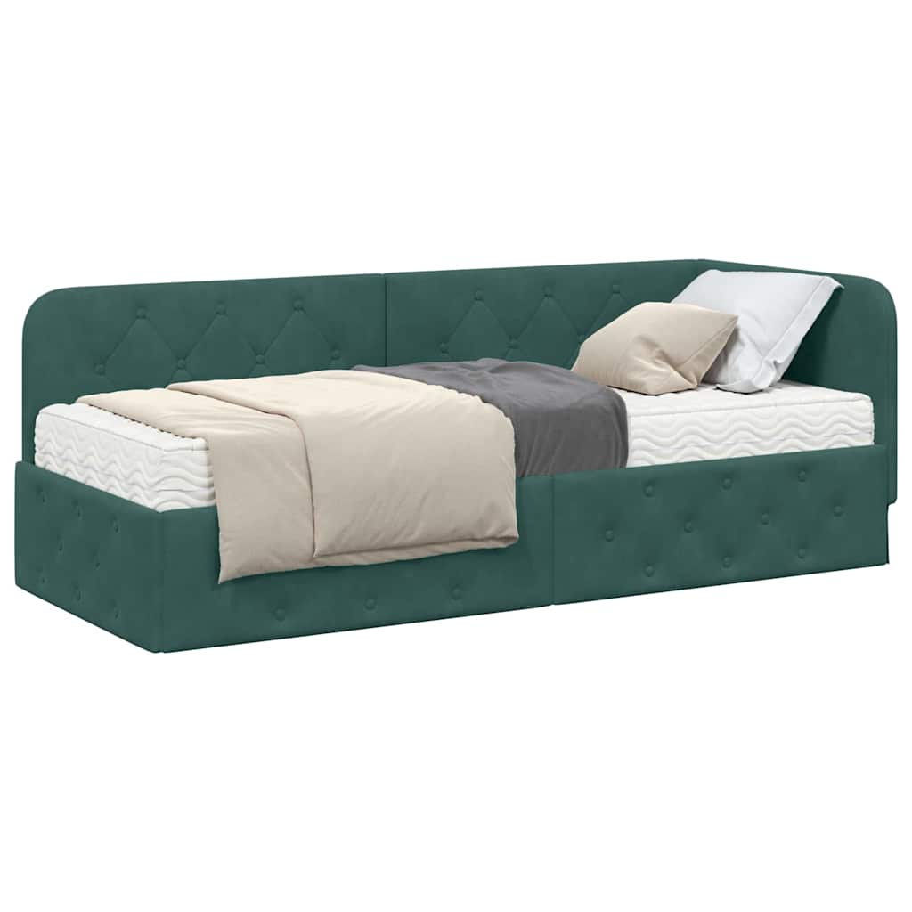 Hoekbedframe Donkergroen 80 x 200 cm Fluweel is nu te koop bij PeponiXL, paradijselijk wonen!