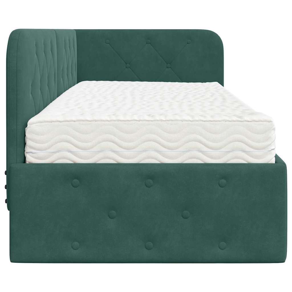 Hoekbedframe Donkergroen 80 x 200 cm Fluweel is nu te koop bij PeponiXL, paradijselijk wonen!