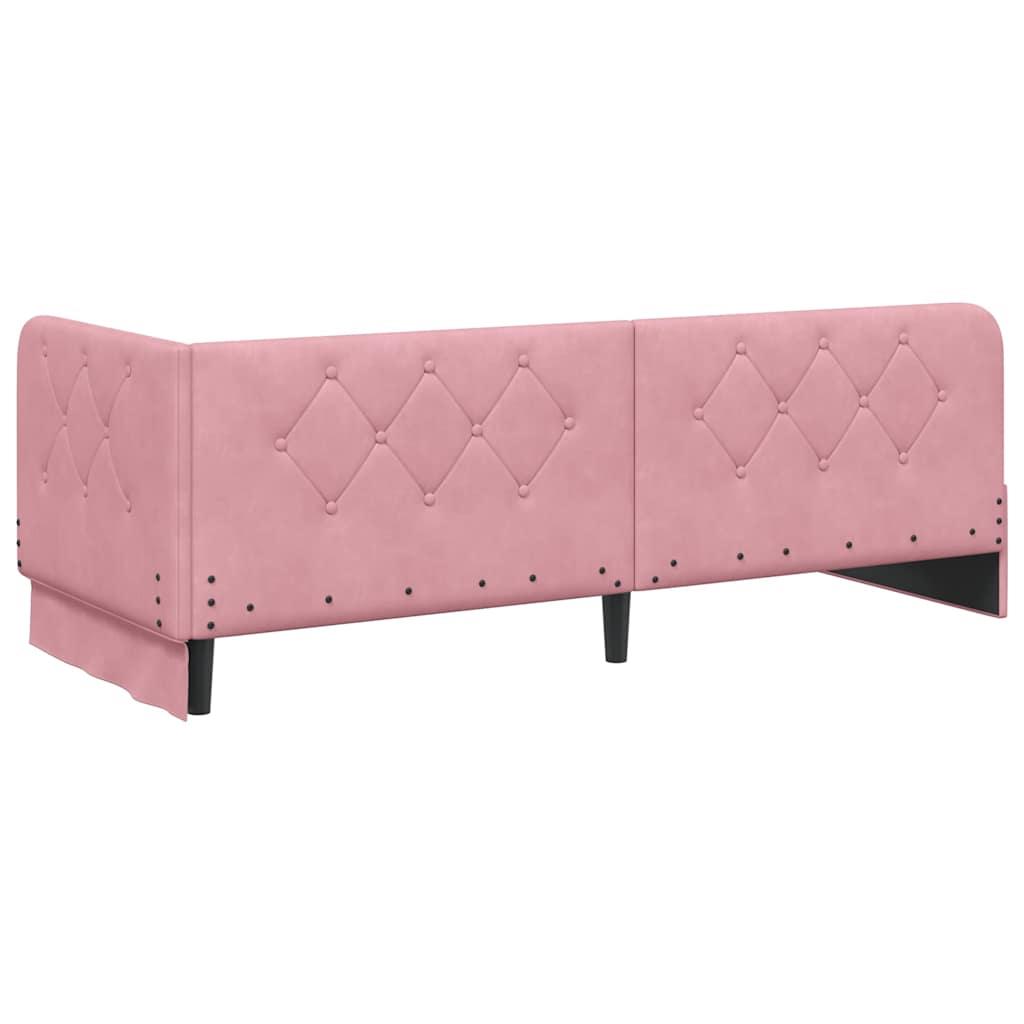 Hoekbedframe Roze 80 x 200 cm Fluweel is nu te koop bij PeponiXL, paradijselijk wonen!