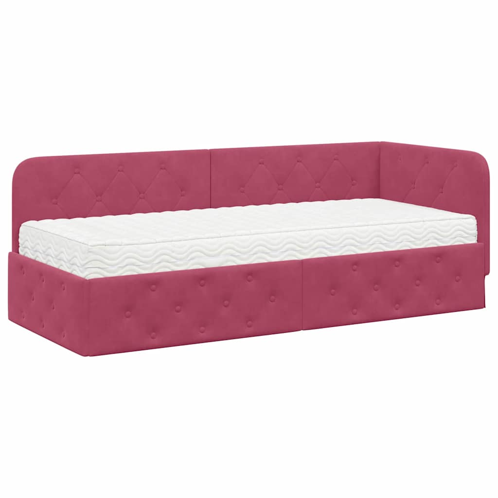 Hoekbedframe Wijnrood 80 x 200 cm Fluweel is nu te koop bij PeponiXL, paradijselijk wonen!