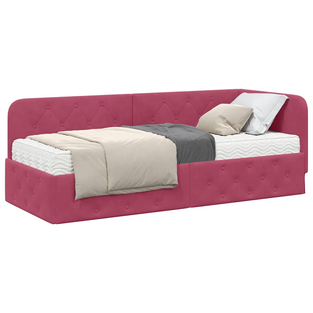 Hoekbedframe Wijnrood 80 x 200 cm Fluweel is nu te koop bij PeponiXL, paradijselijk wonen!
