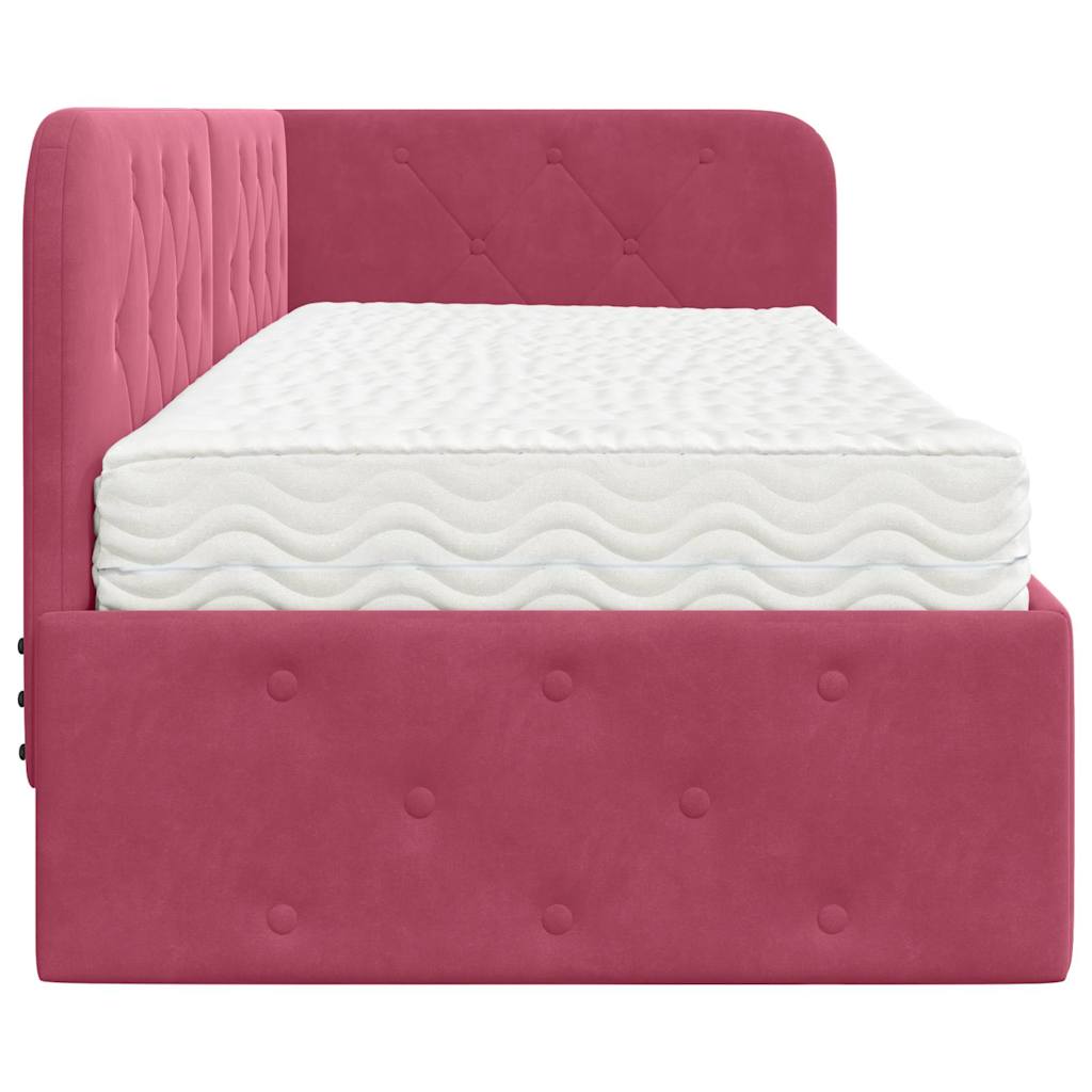 Hoekbedframe Wijnrood 80 x 200 cm Fluweel is nu te koop bij PeponiXL, paradijselijk wonen!