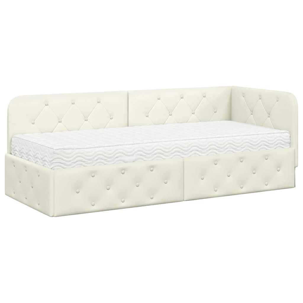 Hoekbedframe Crème 80 x 200 cm Fluweel is nu te koop bij PeponiXL, paradijselijk wonen!