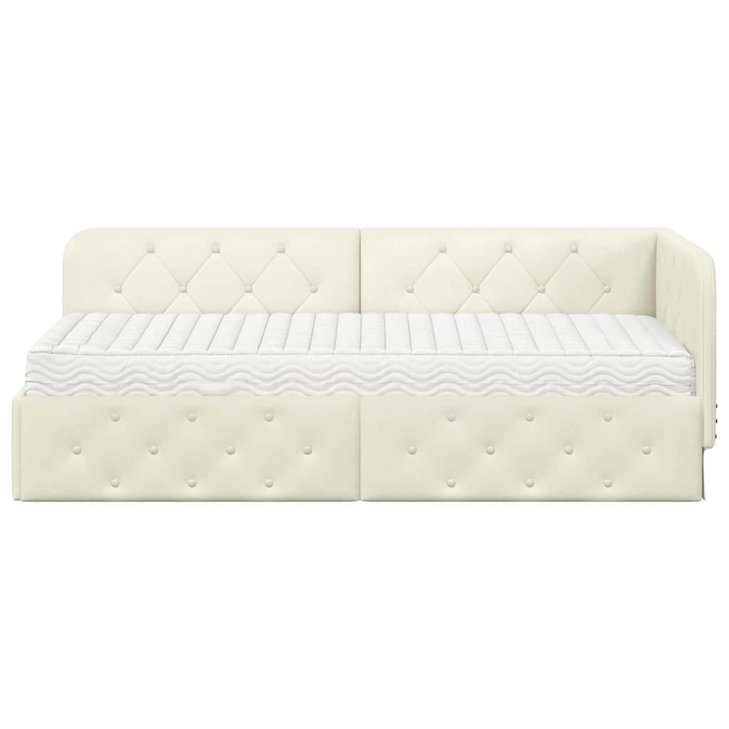 Hoekbedframe Crème 80 x 200 cm Fluweel is nu te koop bij PeponiXL, paradijselijk wonen!