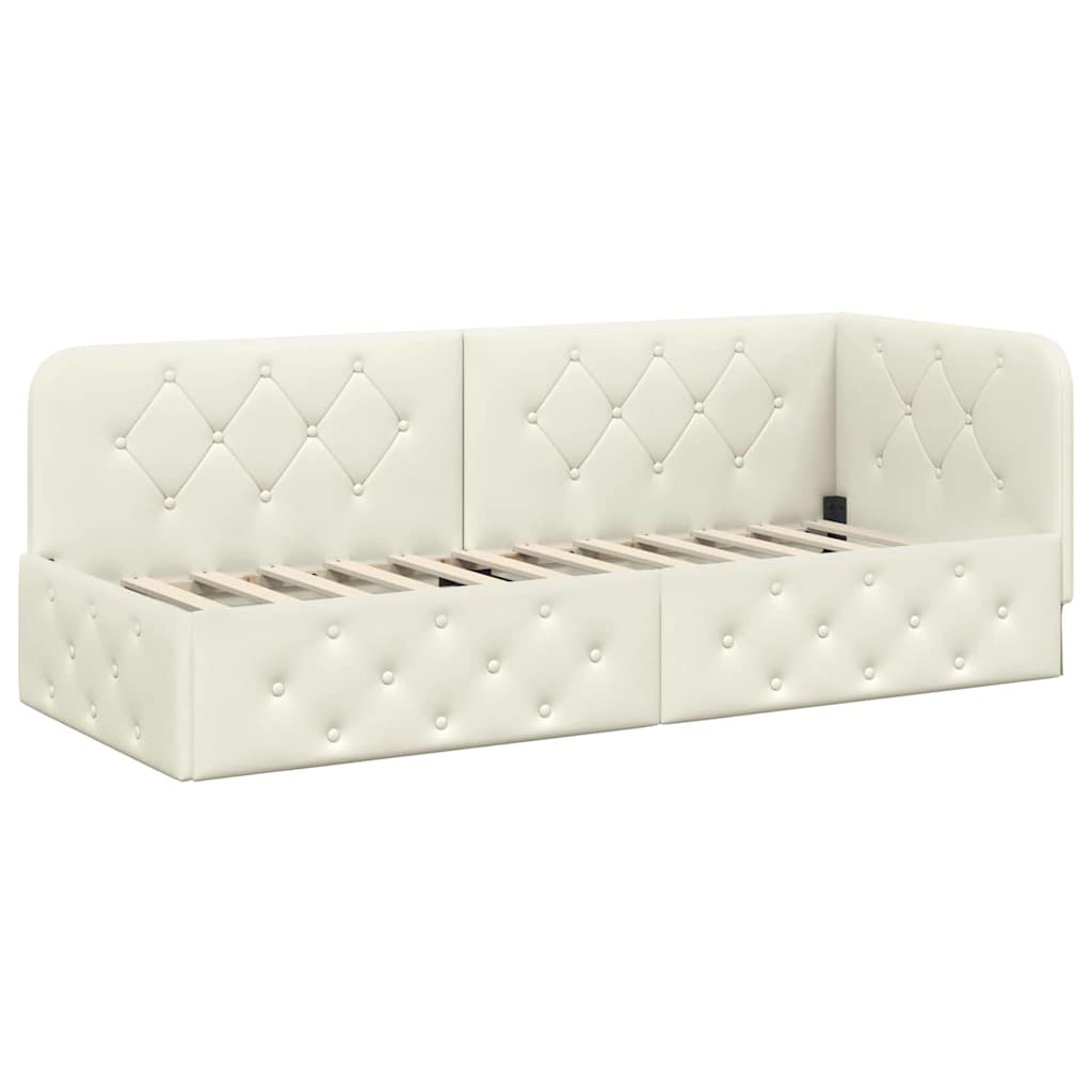 Hoekbedframe Crème 80 x 200 cm Fluweel is nu te koop bij PeponiXL, paradijselijk wonen!
