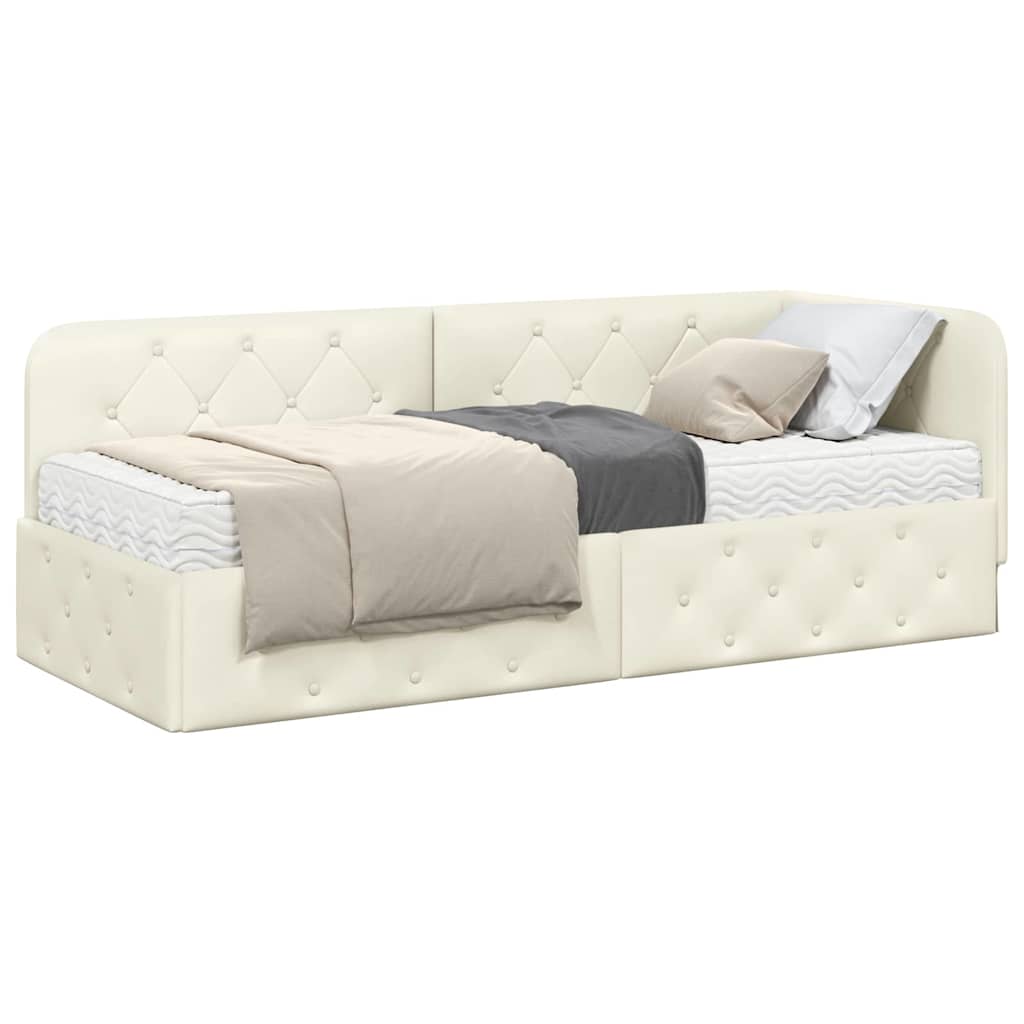 Hoekbedframe Crème 80 x 200 cm Fluweel is nu te koop bij PeponiXL, paradijselijk wonen!