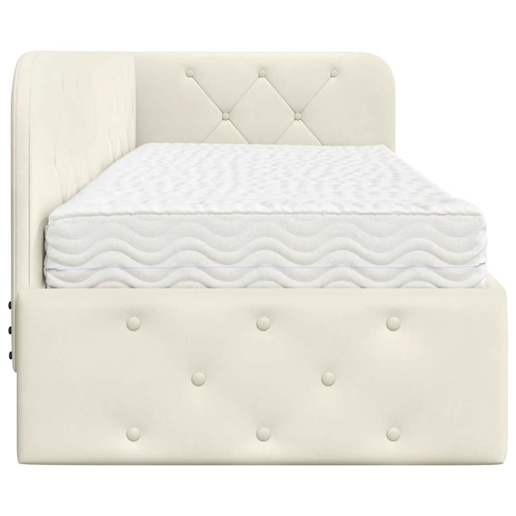 Hoekbedframe Crème 80 x 200 cm Fluweel is nu te koop bij PeponiXL, paradijselijk wonen!