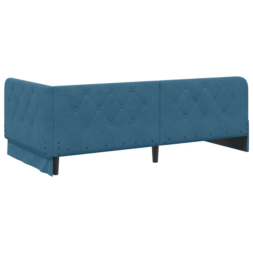 Hoekbedframe met matras Blauw 90 x 190 cm Fluweel is nu te koop bij PeponiXL, paradijselijk wonen!