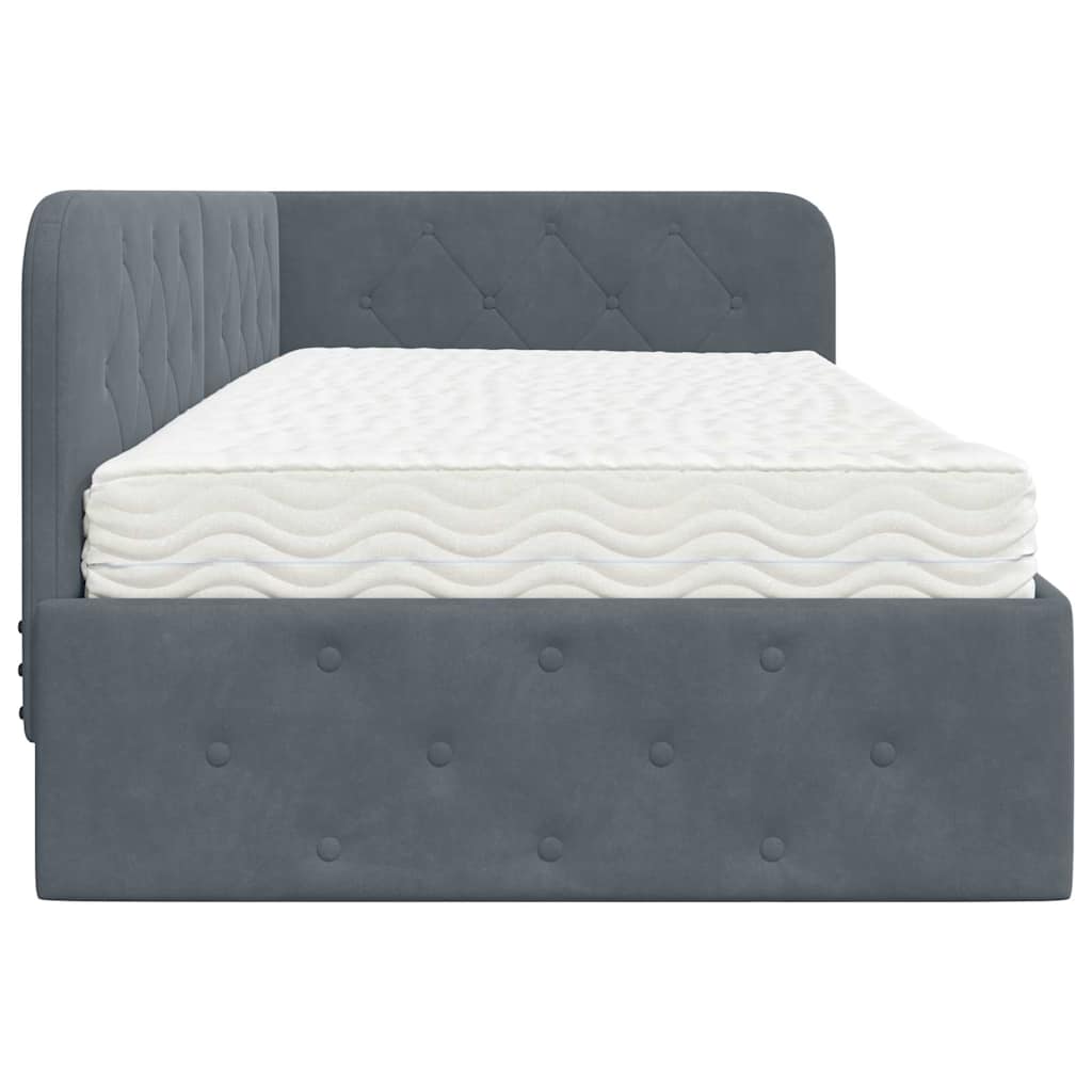 Hoekbedframe Donkergrijs 90 x 190 cm Fluweel is nu te koop bij PeponiXL, paradijselijk wonen!
