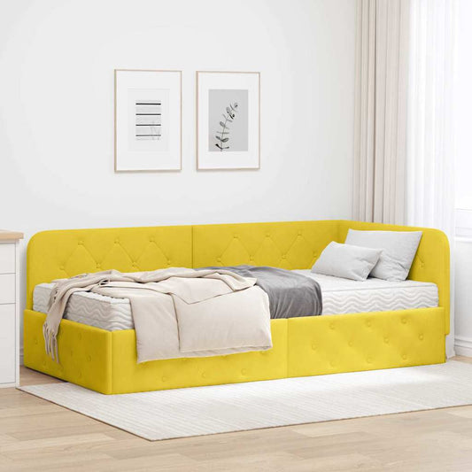 Hoekbedframe Geel 90 x 190 cm Fluweel is nu te koop bij PeponiXL, paradijselijk wonen!