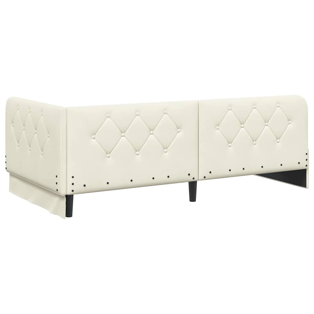 Hoekbedframe met matras Crème 90 x 190 cm Fluweel is nu te koop bij PeponiXL, paradijselijk wonen!