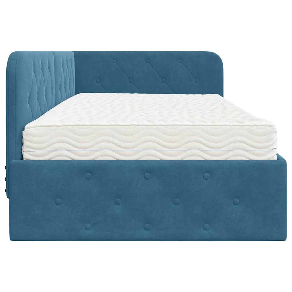 Hoekbedframe Blauw 90 x 200 cm Fluweel is nu te koop bij PeponiXL, paradijselijk wonen!