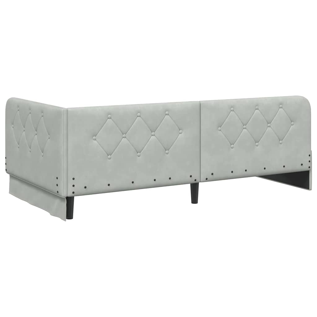 Hoekbedframe Lichtgrijs 90 x 200 cm Fluweel is nu te koop bij PeponiXL, paradijselijk wonen!
