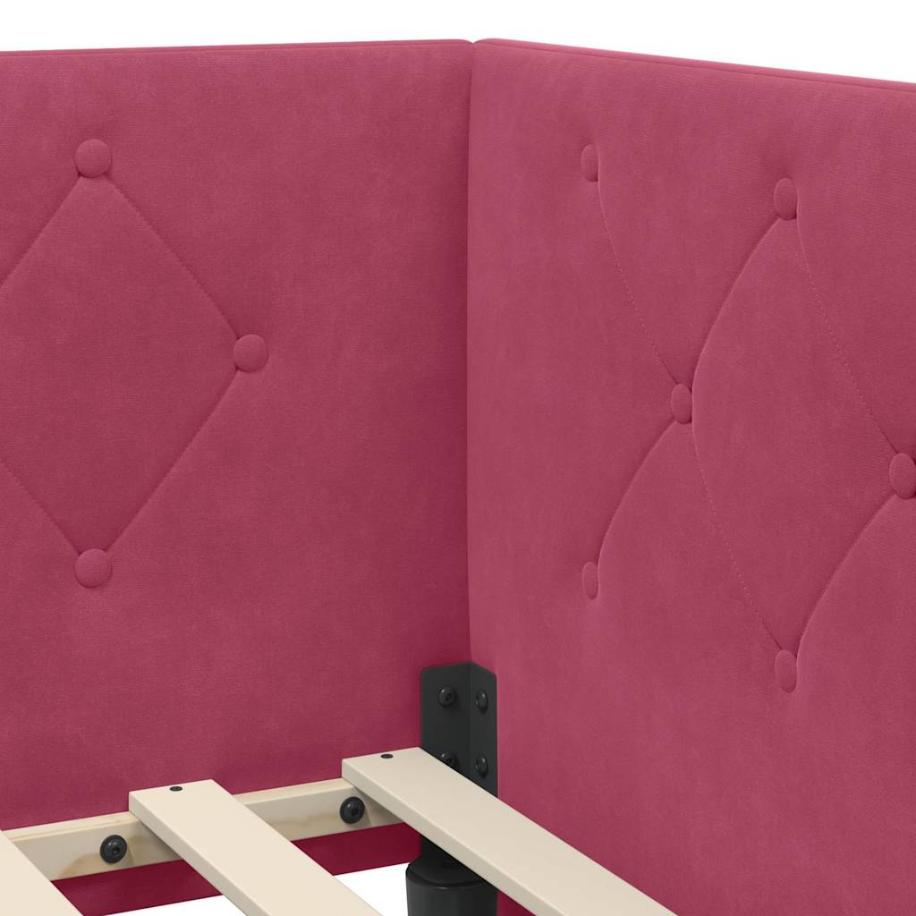 Hoekbedframe Wijnrood 90 x 200 cm Fluweel is nu te koop bij PeponiXL, paradijselijk wonen!
