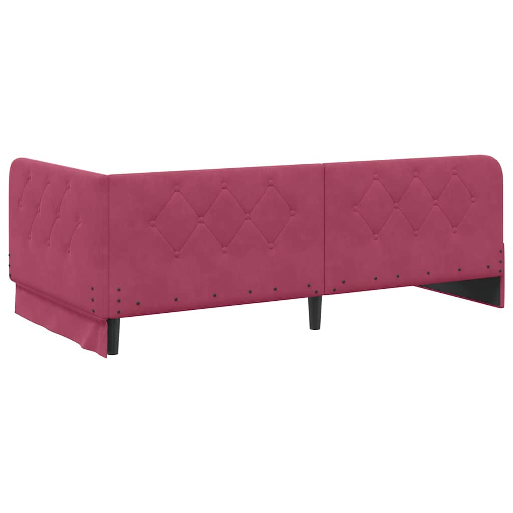 Hoekbedframe Wijnrood 90 x 200 cm Fluweel is nu te koop bij PeponiXL, paradijselijk wonen!