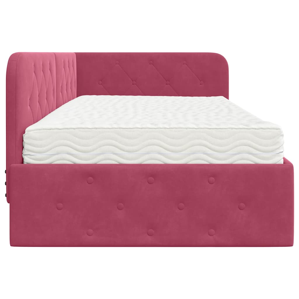 Hoekbedframe Wijnrood 90 x 200 cm Fluweel is nu te koop bij PeponiXL, paradijselijk wonen!