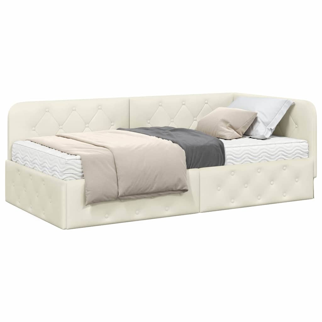 Hoekbedframe Crème 90 x 200 cm Fluweel is nu te koop bij PeponiXL, paradijselijk wonen!