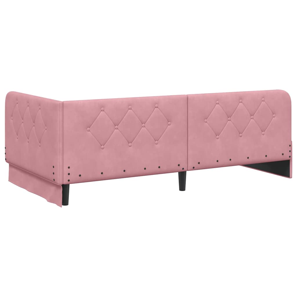 Hoekbedframe Roze 100 x 200 cm Fluweel is nu te koop bij PeponiXL, paradijselijk wonen!