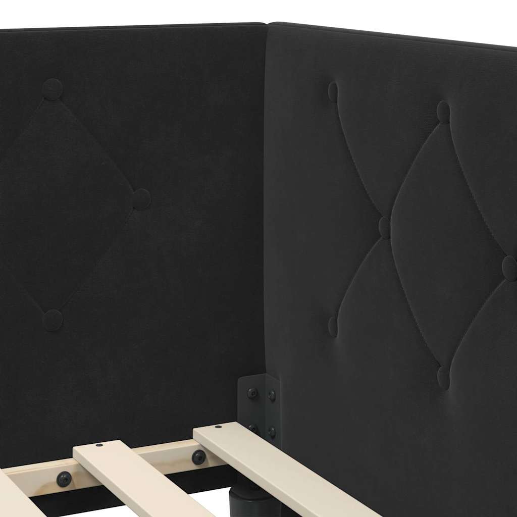 Hoekbedframe met matras Zwart 100 x 200 cm Fluweel is nu te koop bij PeponiXL, paradijselijk wonen!