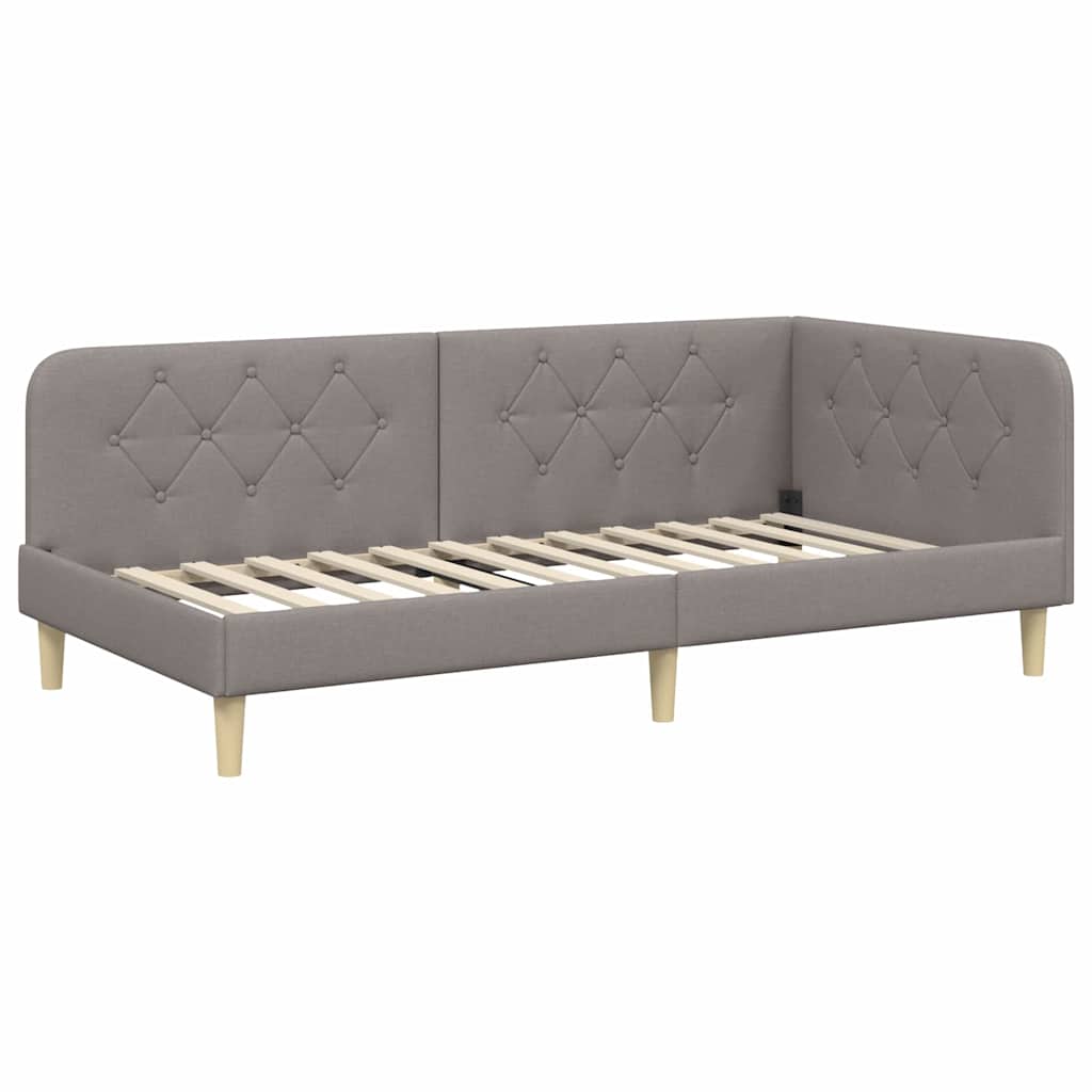 Hoekbedframe met matras met hoofdeinde Taupe 90 x 190 cm Stof is nu te koop bij PeponiXL, paradijselijk wonen!
