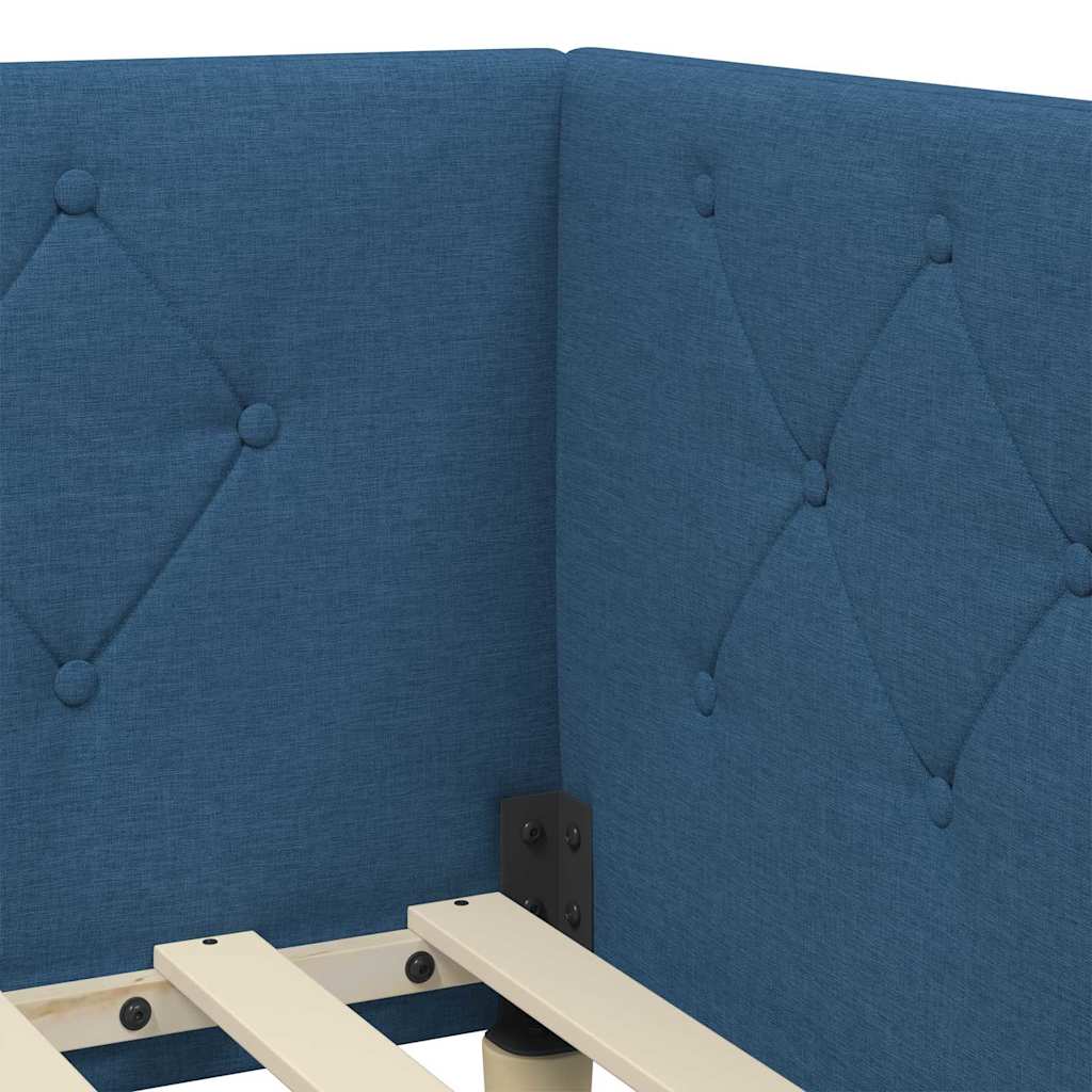 Hoekbedframe met matras met hoofdeinde Blauw 90 x 200 cm Stof is nu te koop bij PeponiXL, paradijselijk wonen!