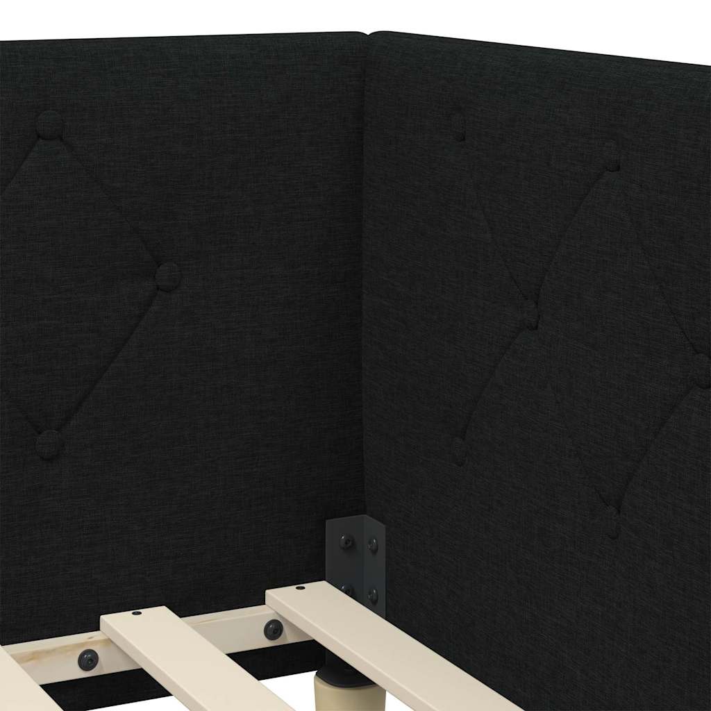 Hoekbedframe met matras met hoofdeinde Zwart 100 x 200 cm Stof is nu te koop bij PeponiXL, paradijselijk wonen!