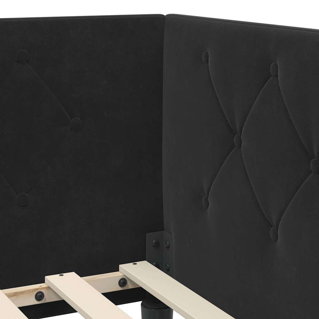 Hoekbedframe met matras Zwart 90 x 190 cm Fluweel is nu te koop bij PeponiXL, paradijselijk wonen!