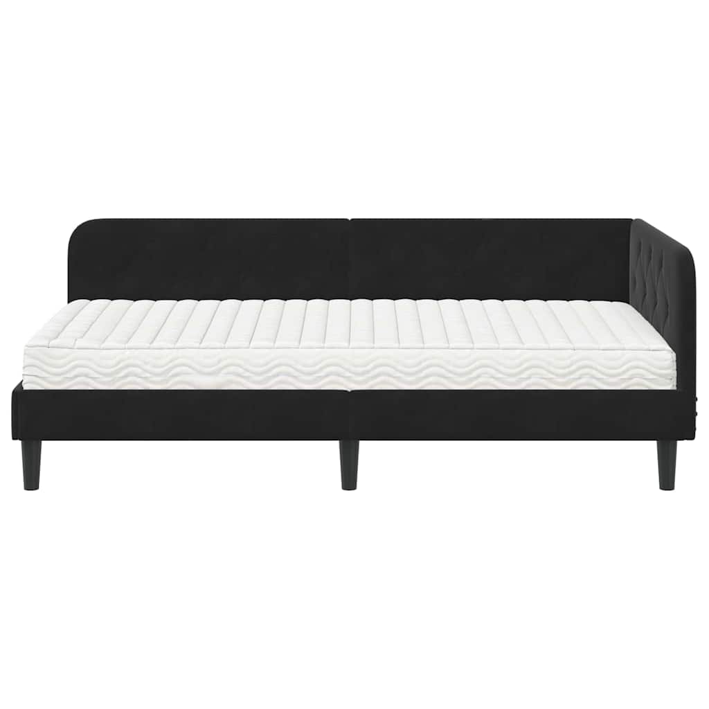 Hoekbedframe met matras Zwart 90 x 190 cm Fluweel is nu te koop bij PeponiXL, paradijselijk wonen!