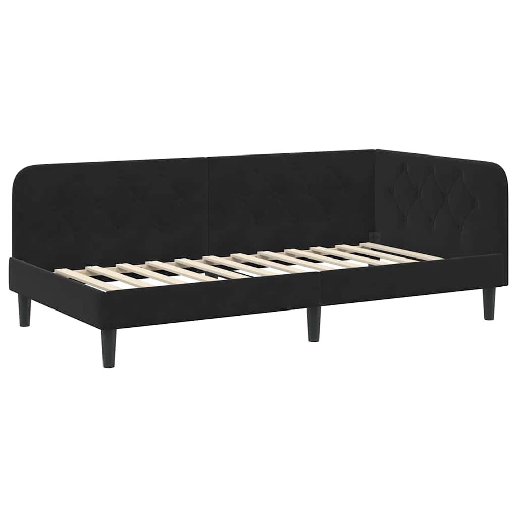 Hoekbedframe met matras Zwart 90 x 190 cm Fluweel is nu te koop bij PeponiXL, paradijselijk wonen!