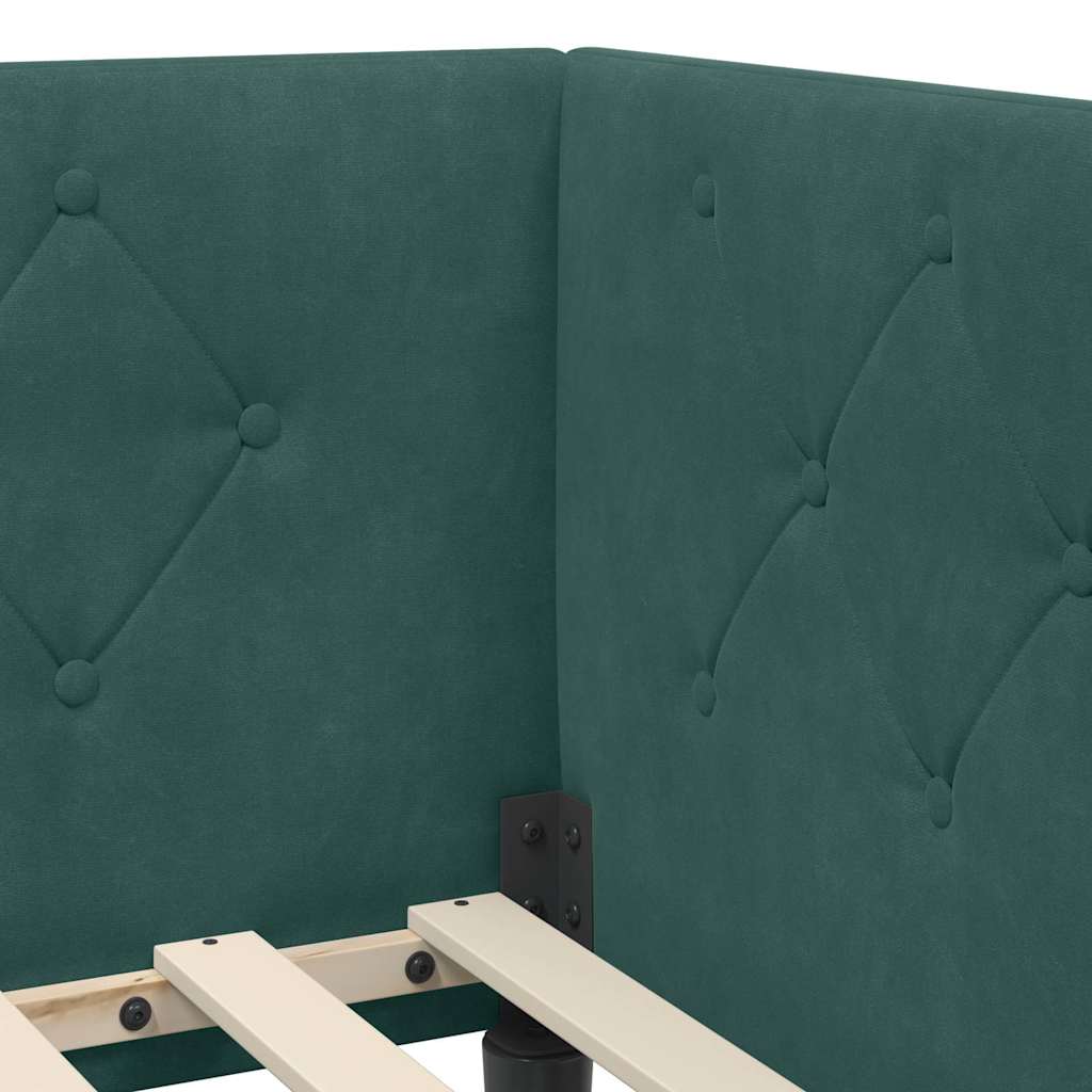 Hoekbedframe met matras Donkergroen 90 x 200 cm Fluweel is nu te koop bij PeponiXL, paradijselijk wonen!
