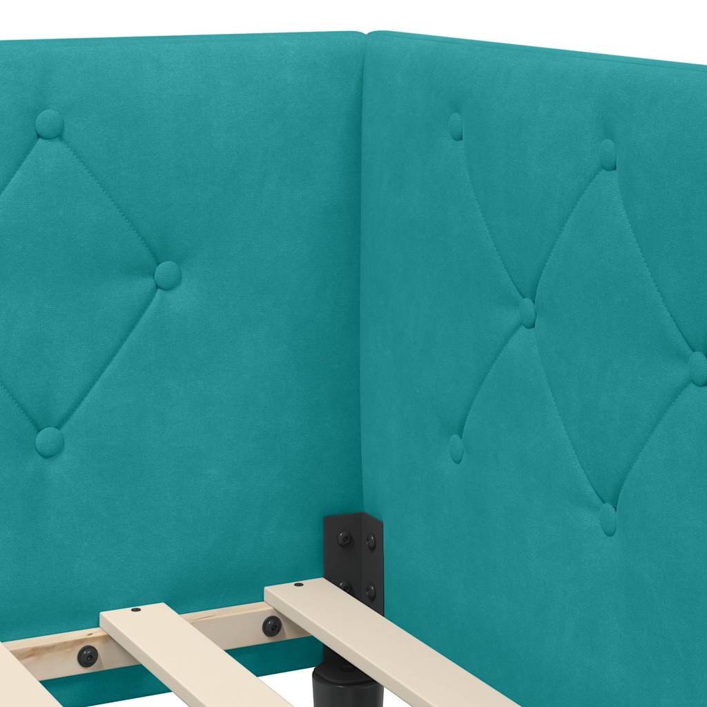 Hoekbedframe met matras Turquoise 90 x 200 cm Fluweel is nu te koop bij PeponiXL, paradijselijk wonen!