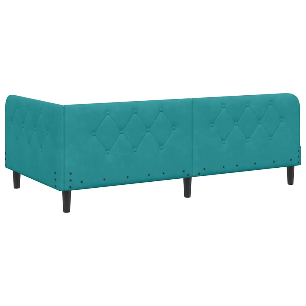Hoekbedframe met matras Turquoise 90 x 200 cm Fluweel is nu te koop bij PeponiXL, paradijselijk wonen!