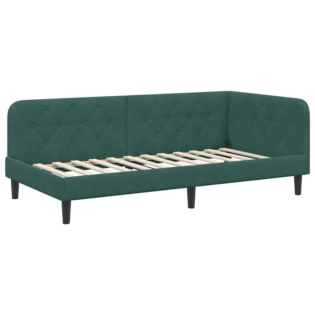 Hoekbedframe met matras Donkergroen 100 x 200 cm Fluweel is nu te koop bij PeponiXL, paradijselijk wonen!