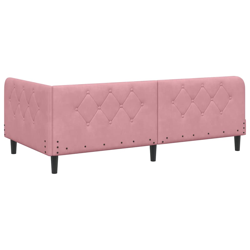 Hoekbedframe met matras Roze 100 x 200 cm Fluweel is nu te koop bij PeponiXL, paradijselijk wonen!