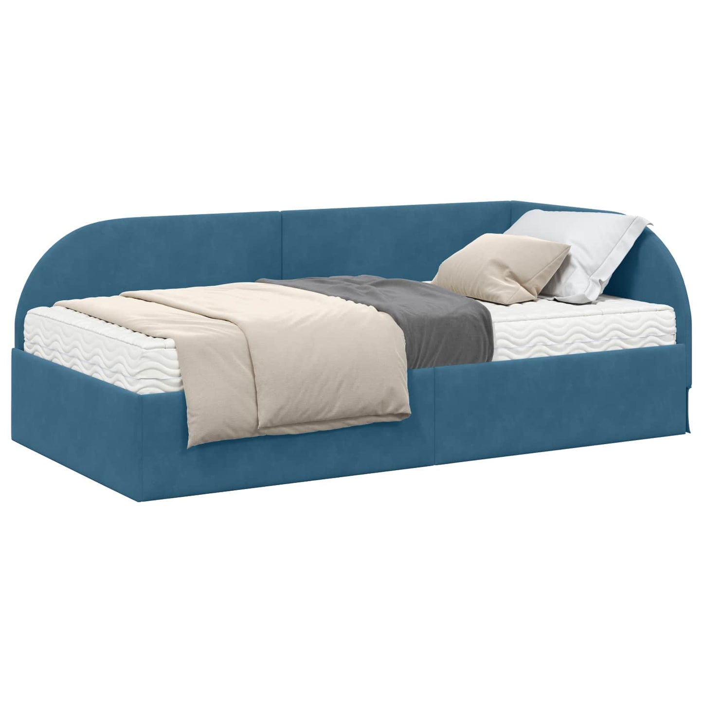 Hoekbedframe met Matras met hoofdeinde 2 pcs Blauw Fluweel is nu te koop bij PeponiXL, paradijselijk wonen!