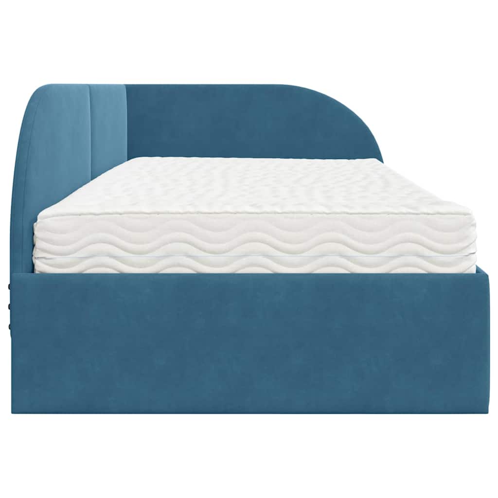 Hoekbedframe met Matras met hoofdeinde 2 pcs Blauw Fluweel is nu te koop bij PeponiXL, paradijselijk wonen!