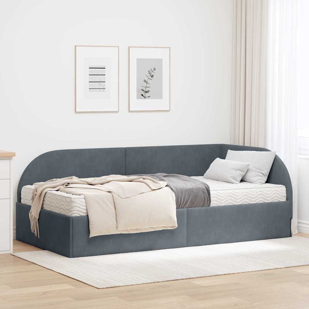 Hoekbedframe met Matras met hoofdeinde 2 pcs Grijs Fluweel is nu te koop bij PeponiXL, paradijselijk wonen!