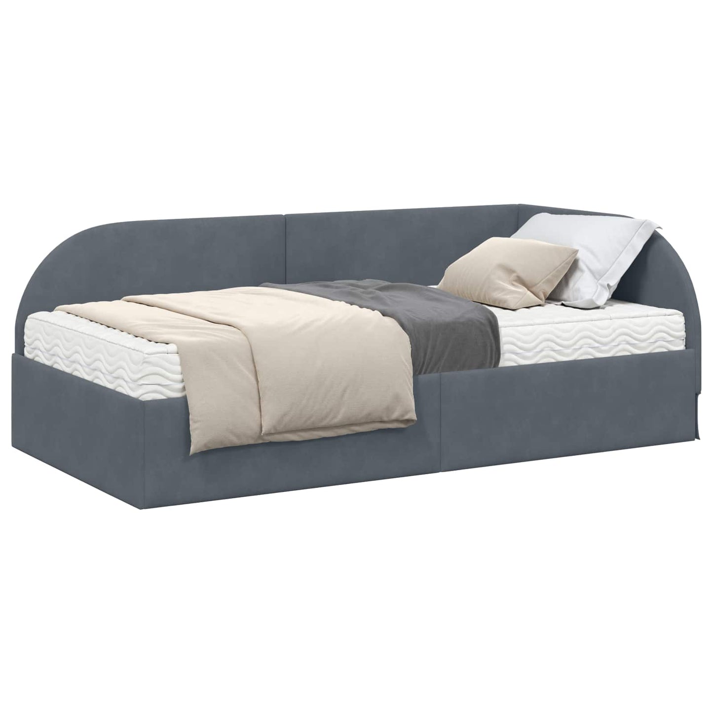 Hoekbedframe met Matras met hoofdeinde 2 pcs Grijs Fluweel is nu te koop bij PeponiXL, paradijselijk wonen!