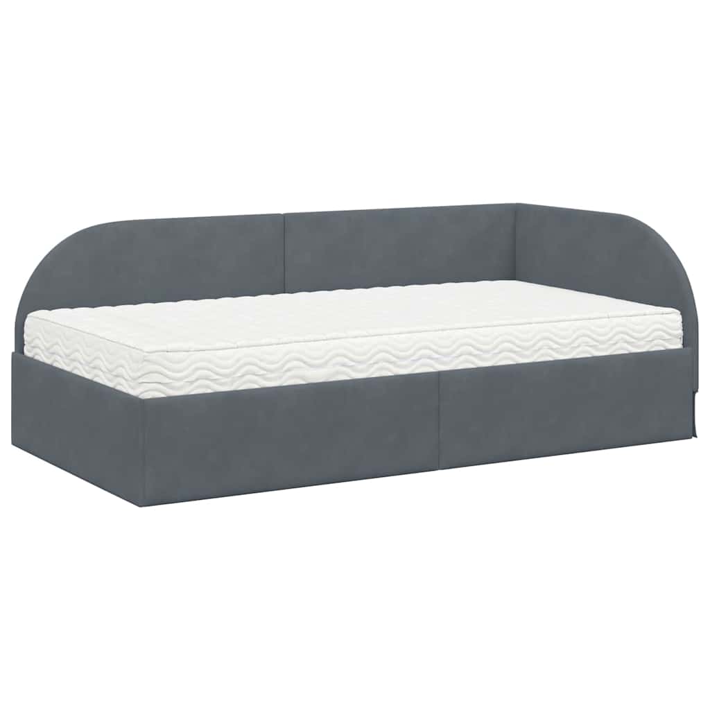 Hoekbedframe met Matras met hoofdeinde 2 pcs Grijs Fluweel is nu te koop bij PeponiXL, paradijselijk wonen!