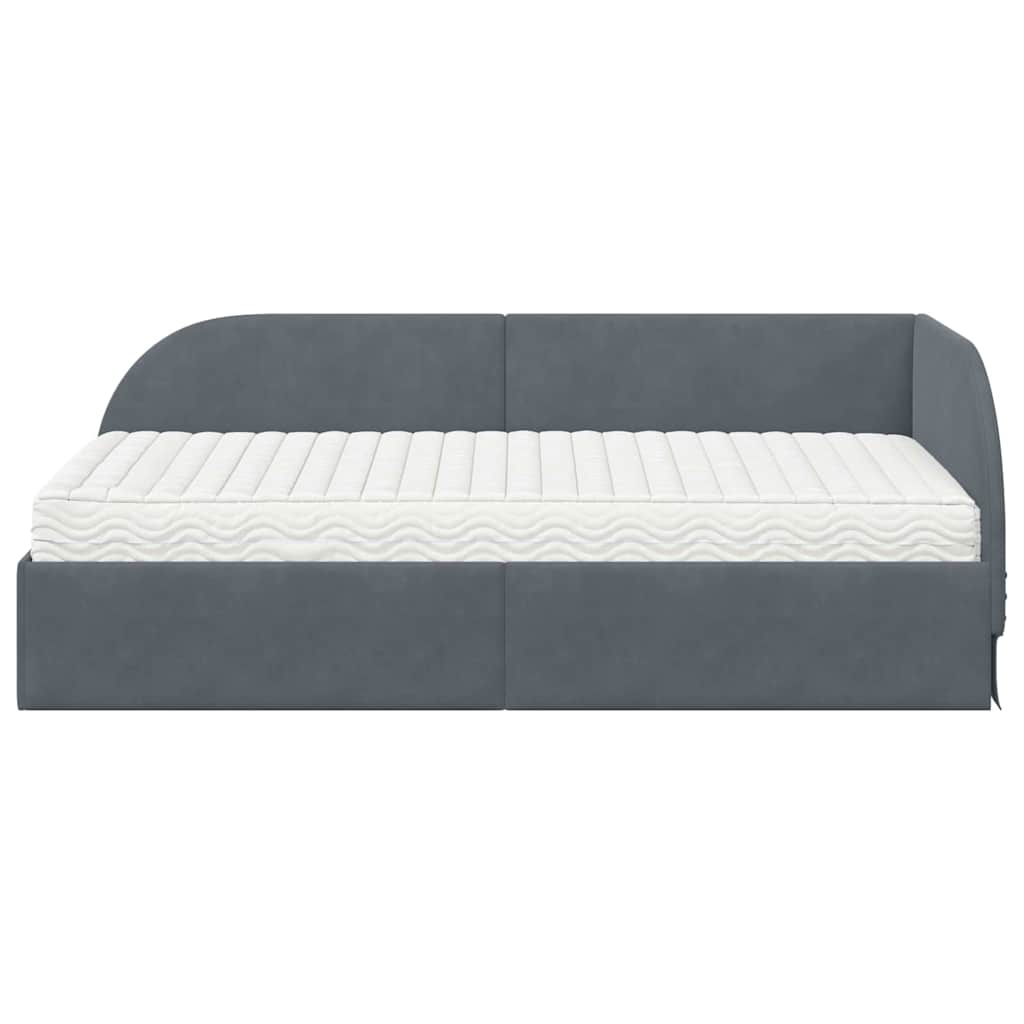 Hoekbedframe met Matras met hoofdeinde 2 pcs Grijs Fluweel is nu te koop bij PeponiXL, paradijselijk wonen!